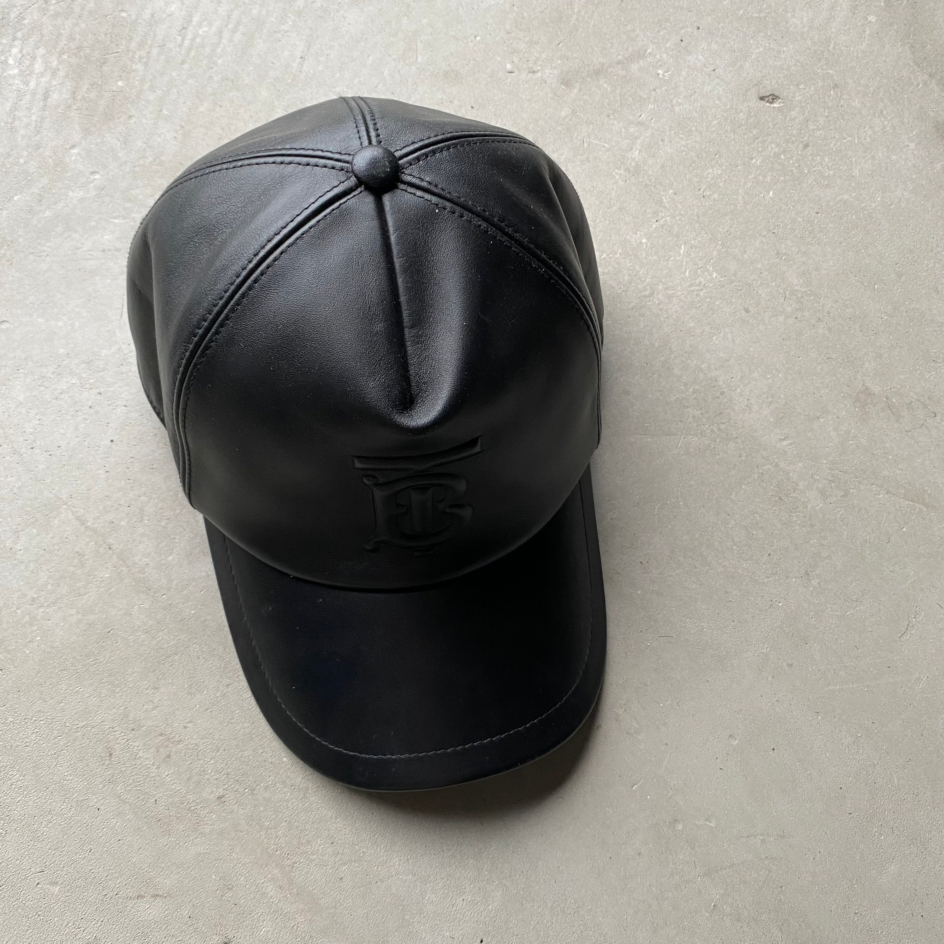 BURBERRY, Leather Cap Black