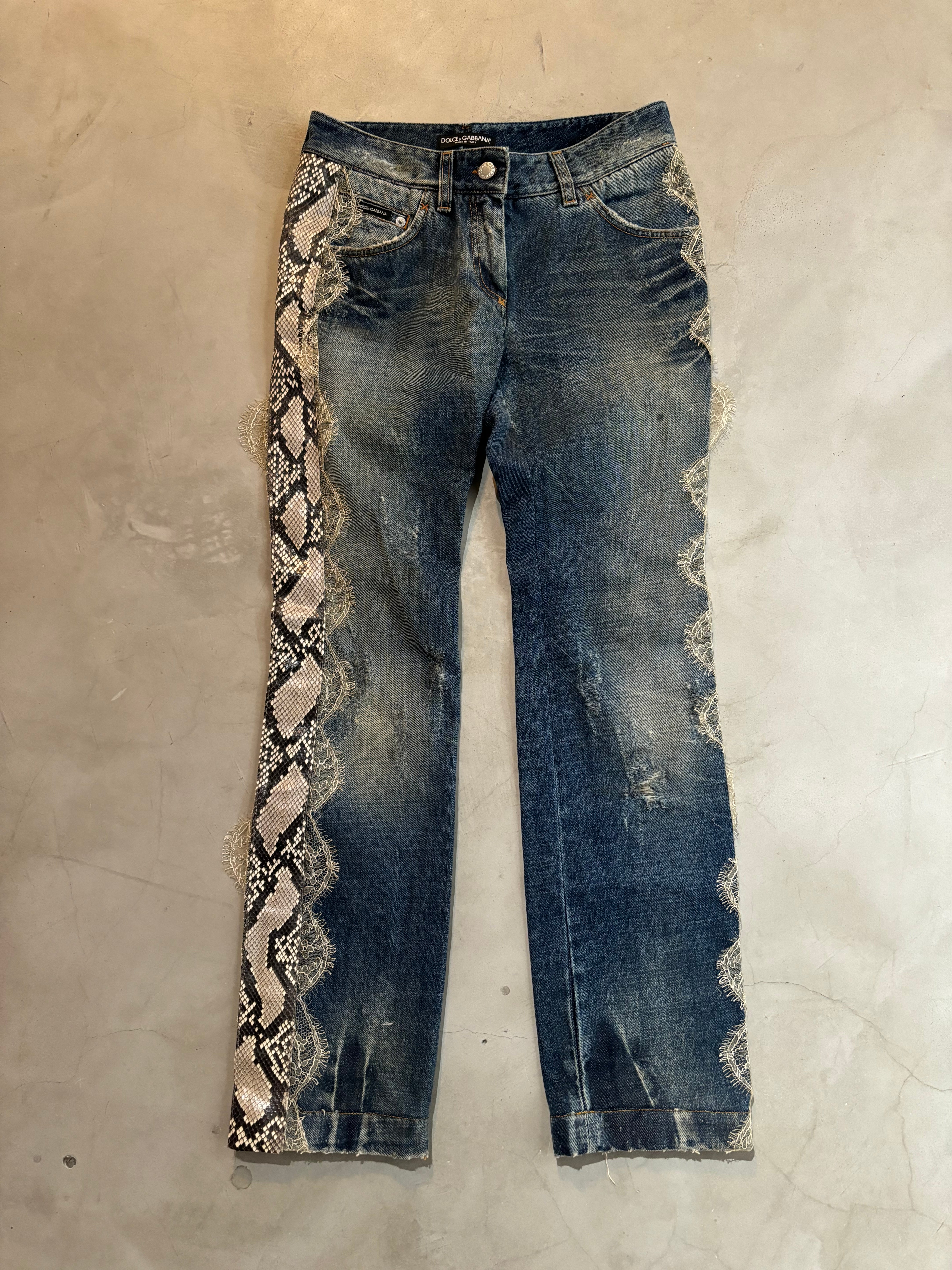 DOLCE & GABBANA, Python Denim Pants