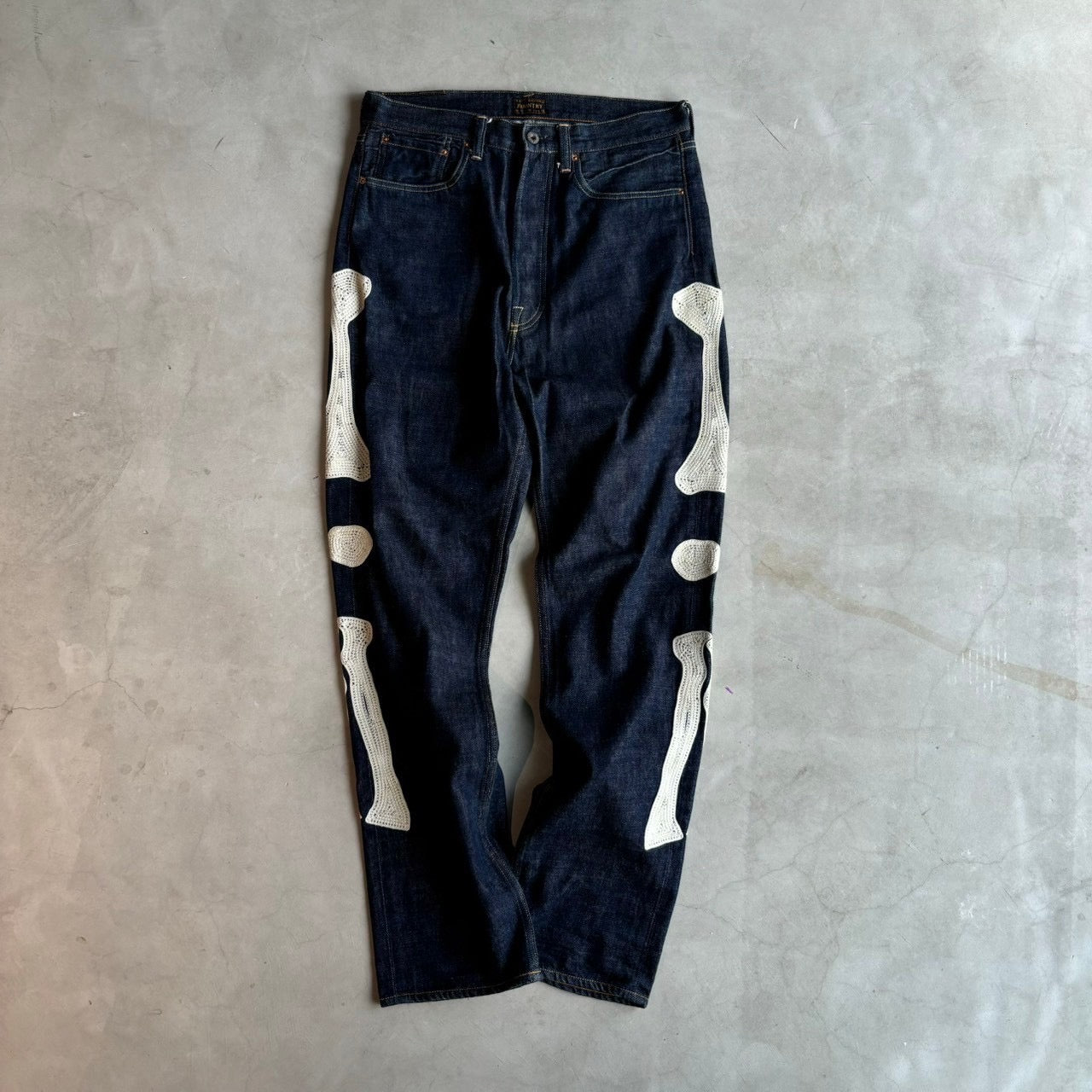 KAPITAL, Born Embroidery Straight Denim Pants