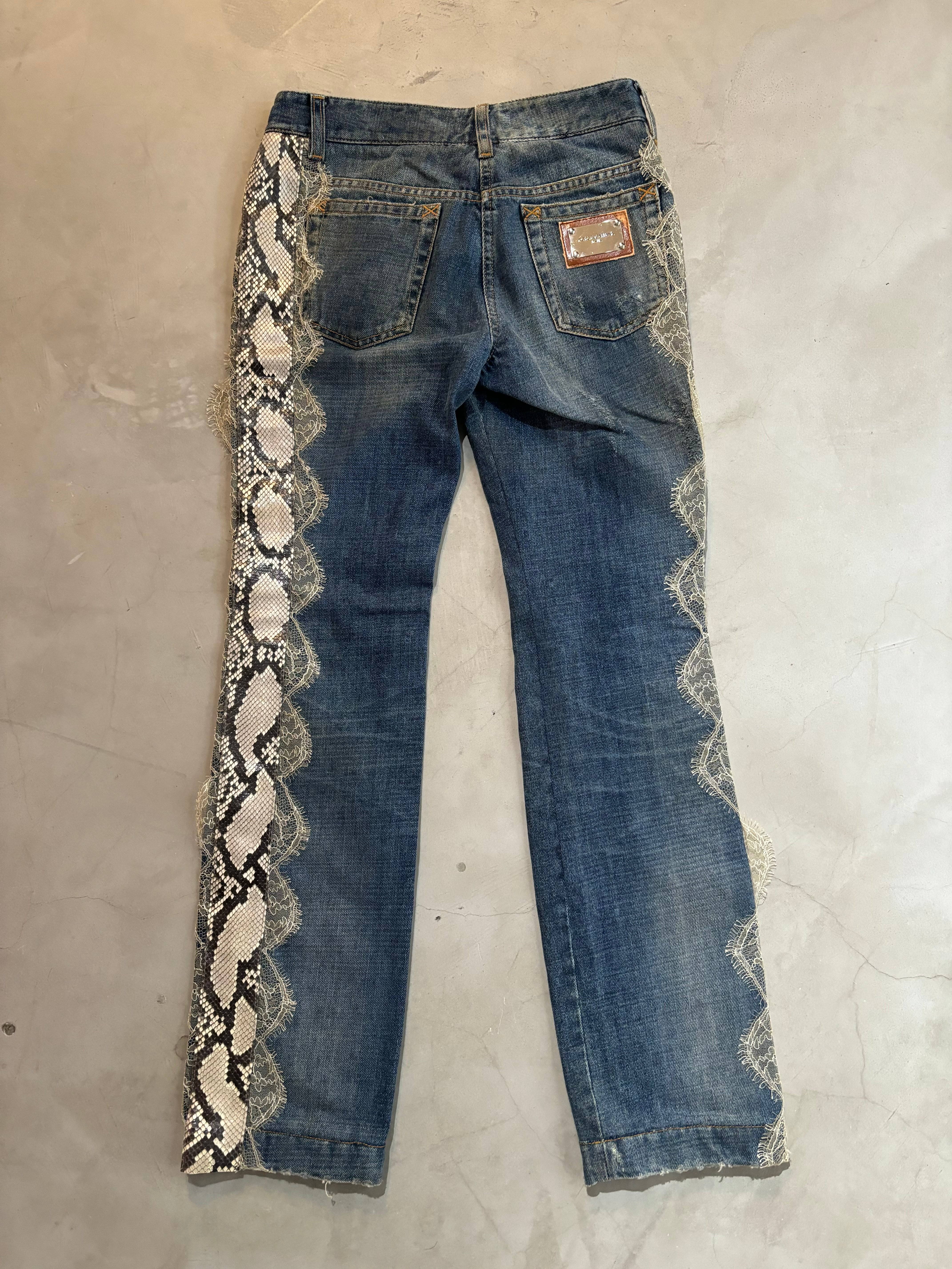 DOLCE & GABBANA, Python Denim Pants