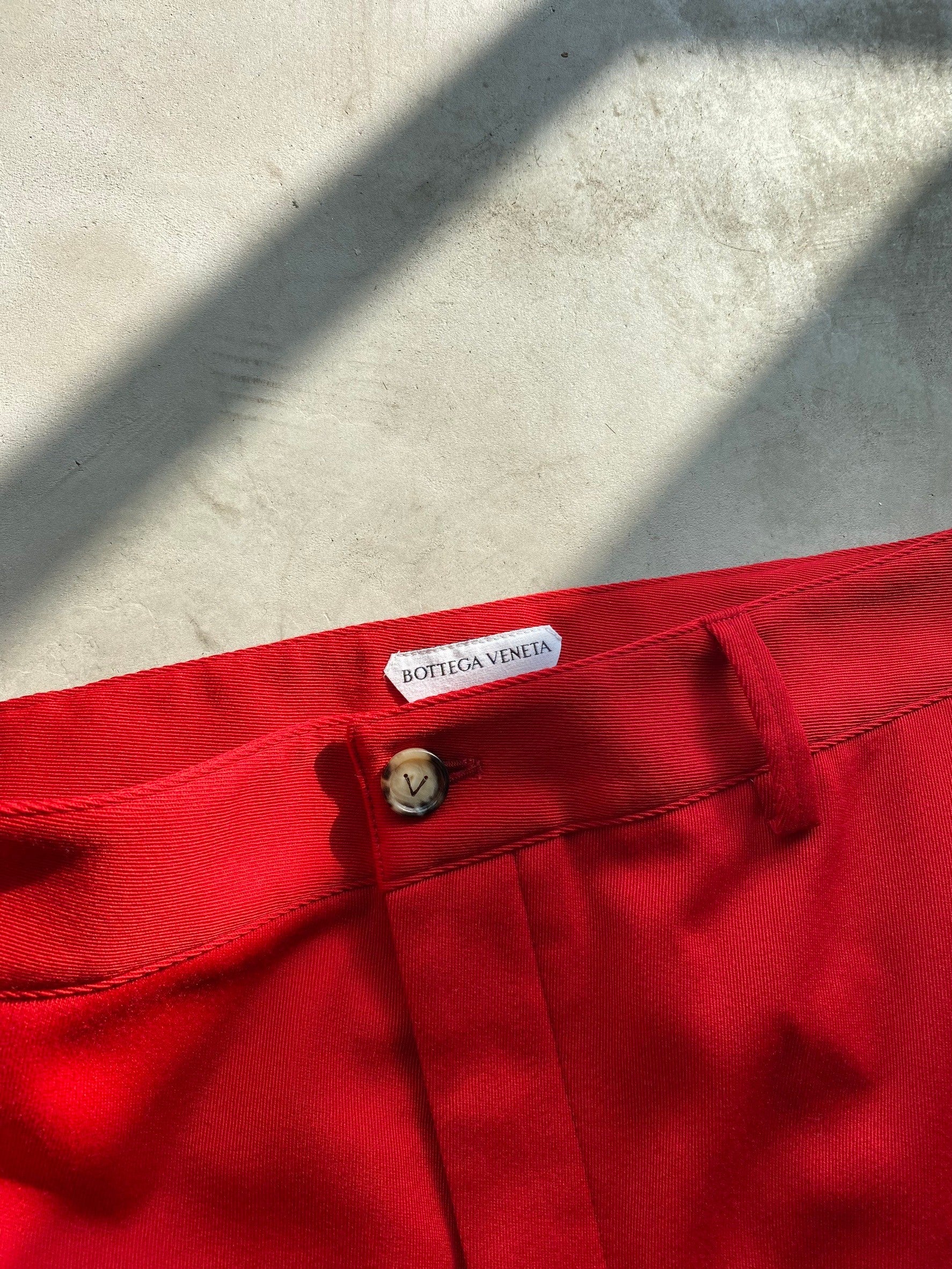 BOTTEGA VENETA, Red Wool Wide Pants